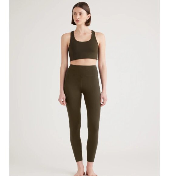 Quince Ultra Form Leggings and Scoop Neck Longline Bra set - Smokey Olive - Picture 1 of 5